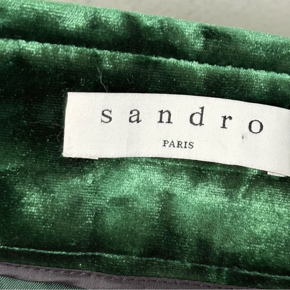SANDRO Emerald Green Velvet Mini Skirt 3 (US 8) - Picture 8 of 15